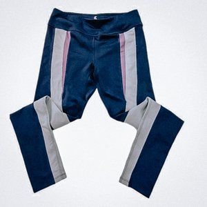 Kyodan Navy & Gray Color Block Paneled Stretchy Sport Active Leggings M